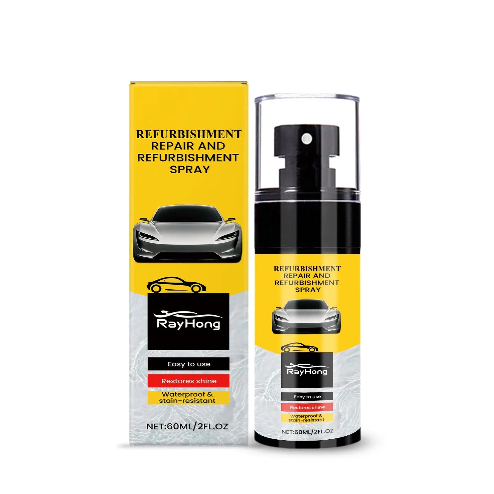 Automotive plastic renovation spray 60ml bottle for car trim restoration with PTFE formula
