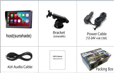 7 inch portable car smart display with retractable bracket showing wireless CarPlay interface on screen