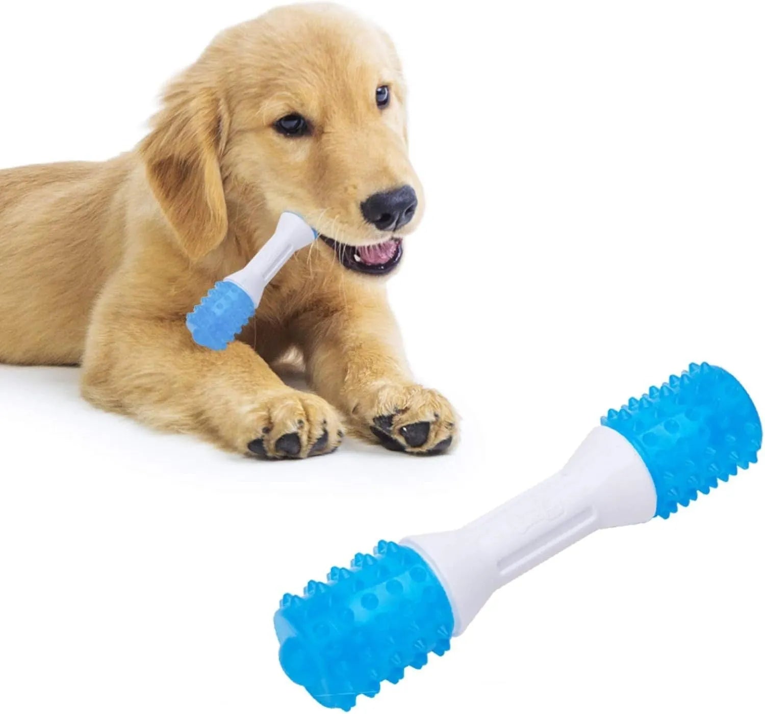 Dual-colour puppy teething chew toy made from PU rubber for dogs aged 2-8 months