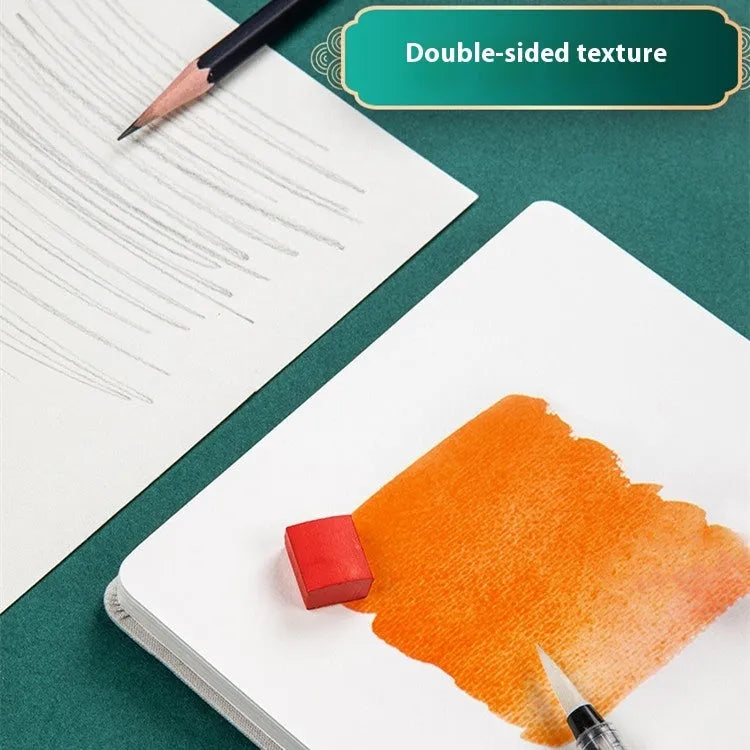 Feiluniao hand-painted fabric cover watercolour sketchbook showing 185mm portable size