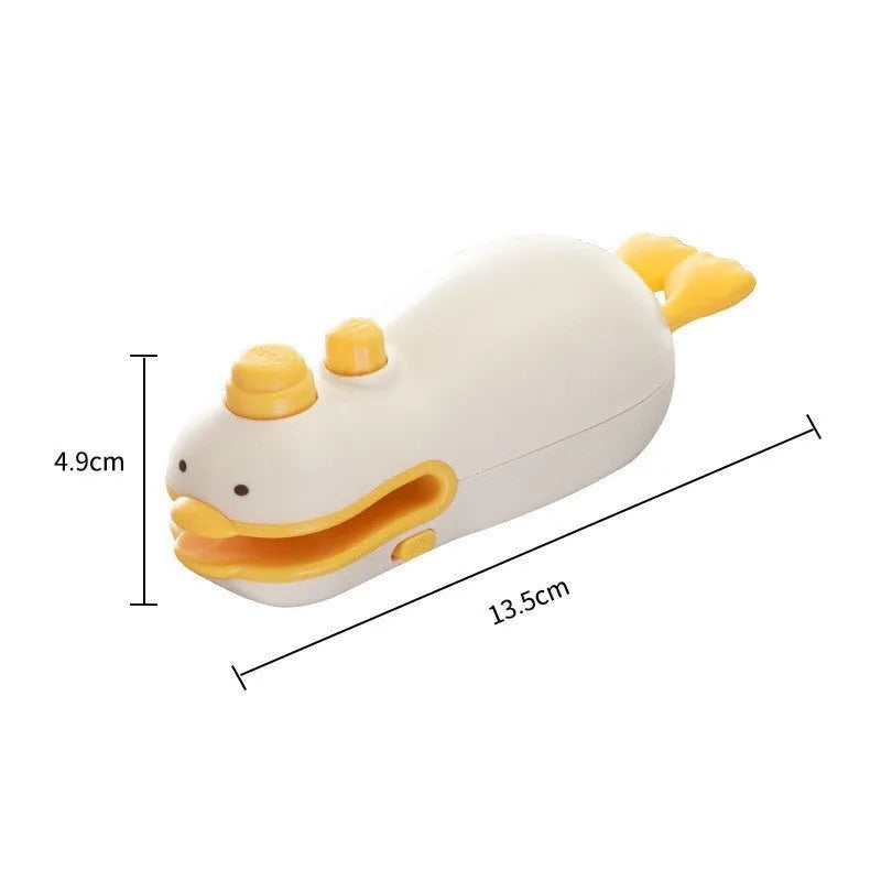 Small yellow duck-shaped rechargeable sealing machine with animal jacquard pattern