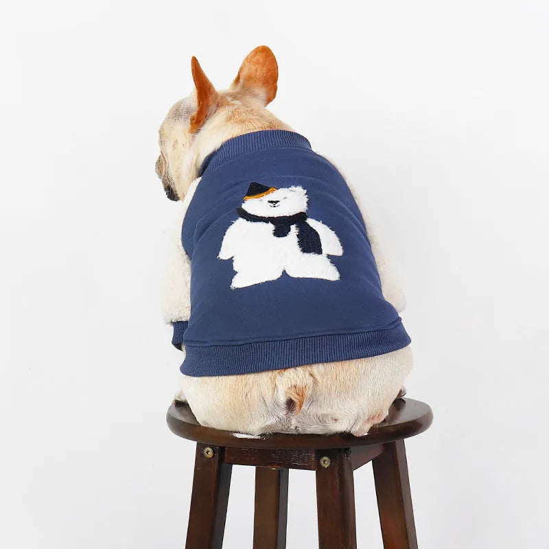 Dark blue fleece-lined cotton pet clothes for dogs and cats in winter