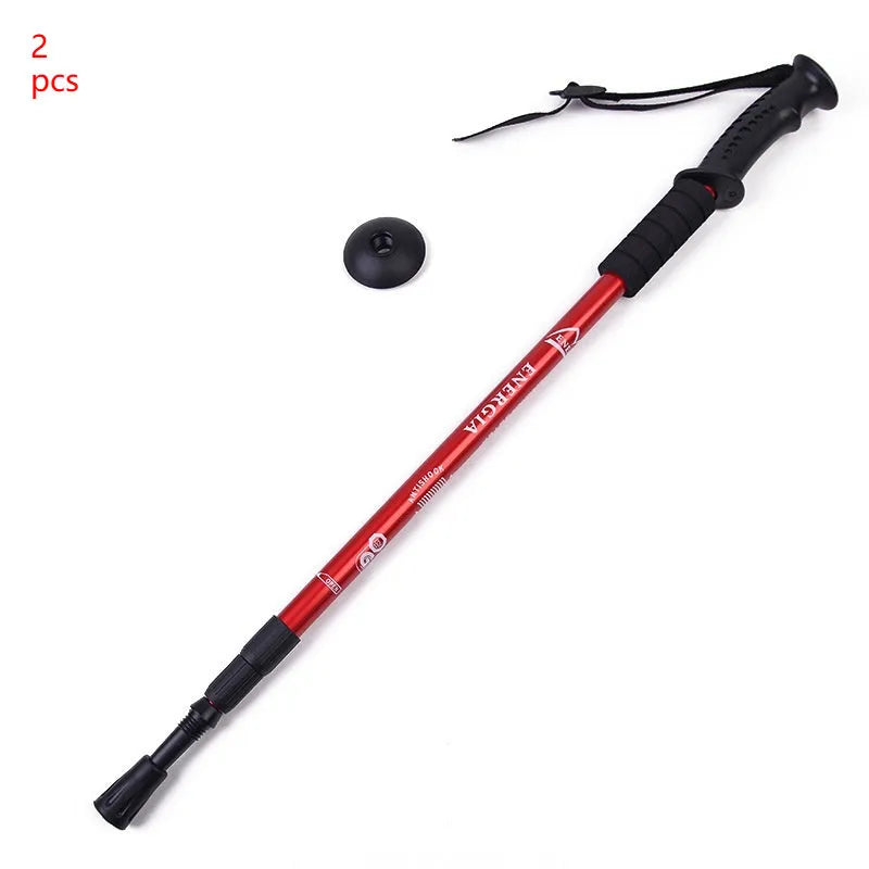 Retractable three-section aluminium alloy walking stick in black extended to 135cm with straight handle