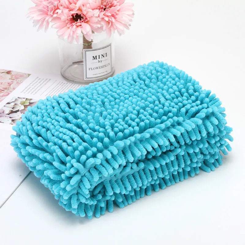 Pet chenille extra size quick-drying absorbent towel in large 85x60cm on a surface