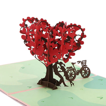 Elegant 3D pop-up wedding greeting cards with intricate laser-cut designs and 3D scenes for engagements, weddings, and anniversaries