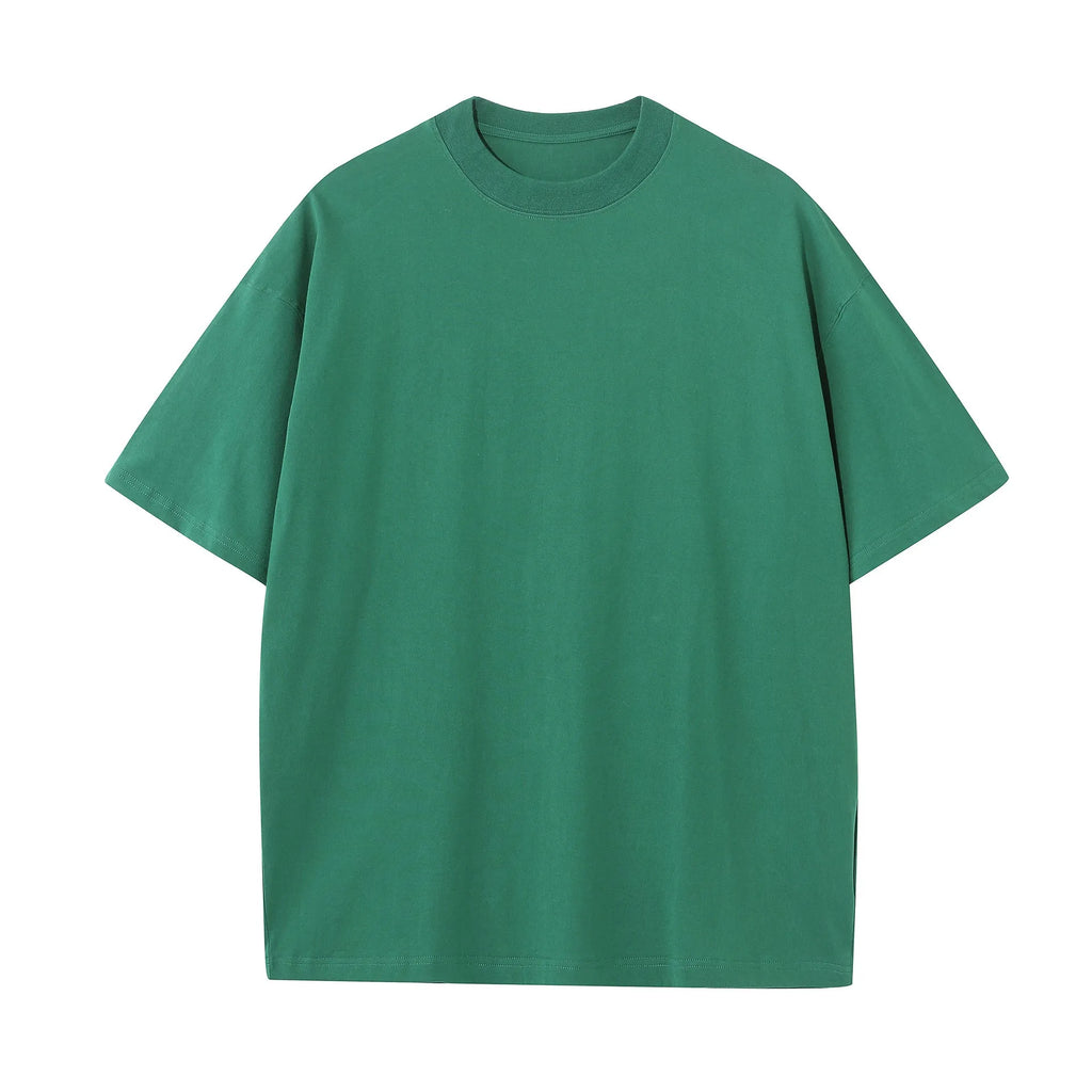 Men's pure cotton short sleeve round neck loose t-shirt, available in multiple colours, on plain background