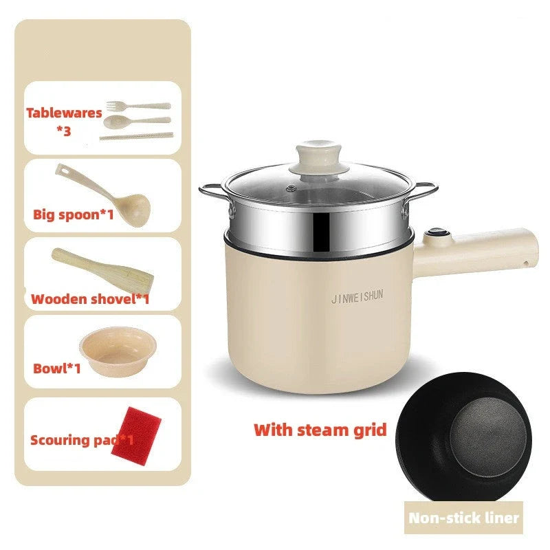 Versatile Mini Electric Hot Pot for cooking soups, stews, pasta, and more with stainless steel construction and non-stick interior