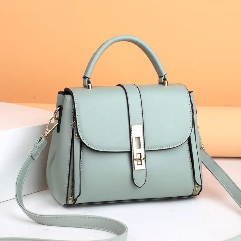 Soft PU leather women's messenger shoulder bag in a vertical square shape.