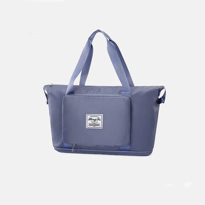 Versatile foldable travel bag for women with waterproof and spacious design, featuring various interior pockets and carrying options.