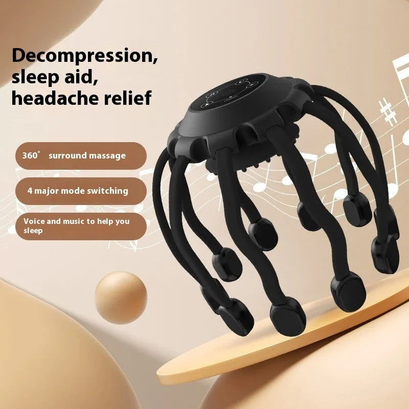 Electric scalp massager with flexible rubber claws and USB charging port