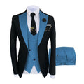 Men's slim fit three-piece business suit in cotton with coat, vest, and trousers for formal occasions