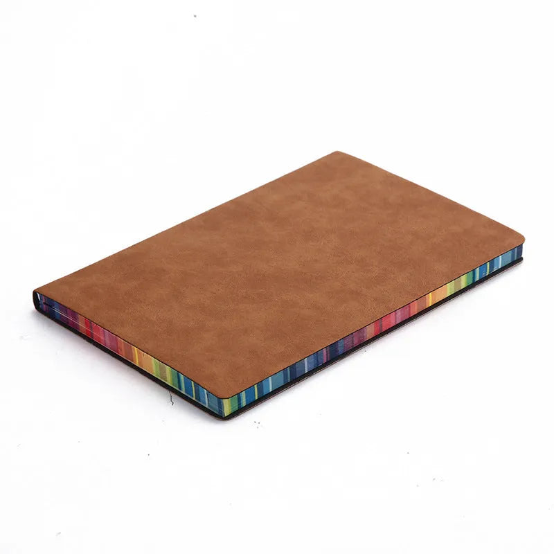 Rainbow side A5 PU leather notebook with lock line binding and 100g Daolin paper