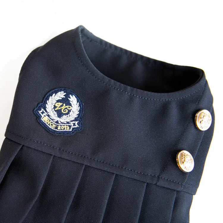 Dark grey polyester dog clothing shown in casual style on mannequin