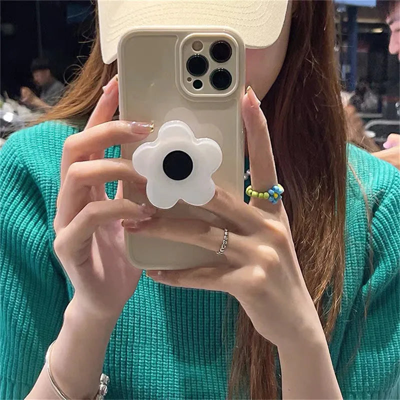 Cute flower phone case in pink or white for iPhone models, non-Apple brand, single case