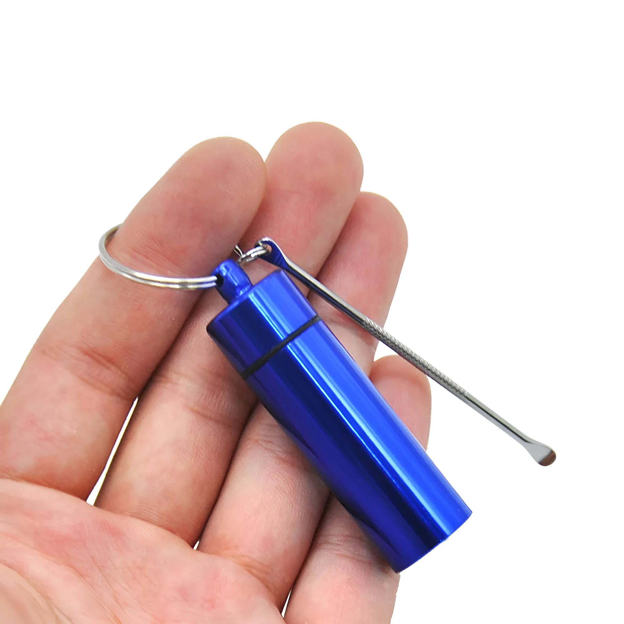 Aluminum portable medicine storage box with spoon and keychain in multiple colour options