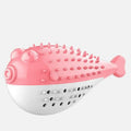Silicone fish chew toy for cats in blue, green, pink or yellow colours