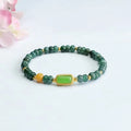 Natural stone blue water jade and jasper bracelet with topaz accents and electroplated metal components