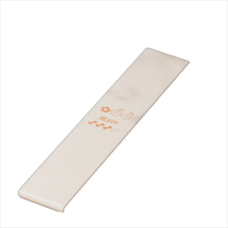 Plastic elastic resistance band in green, beige, orange, and pink colours for fitness training