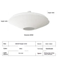 White fabric ceiling lamp with alloy frame, 60 cm diameter, warm light, minimalist design for corridor