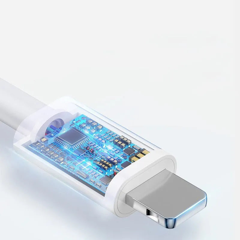 3-metre long grey Lightning to USB charging cable for Apple iPhones on a white background.