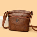 PU single-shoulder bag horizontal square 21x20x9cm sandwich pocket black colour women's daily bag