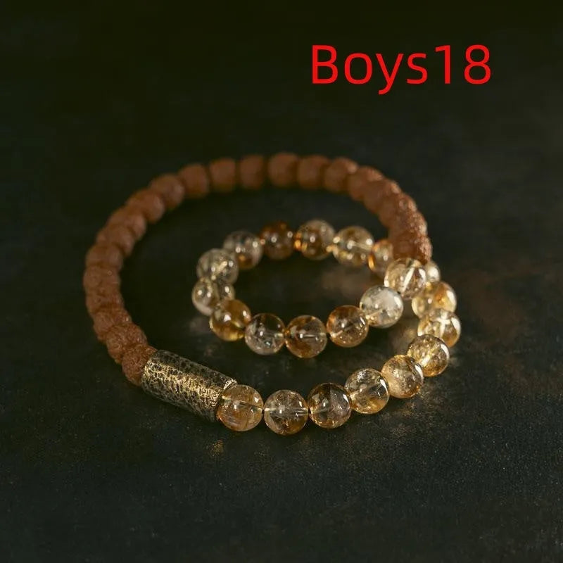 Retro double circle LCD bracelet in citrine colour for boys and girls sizes 15 to 18