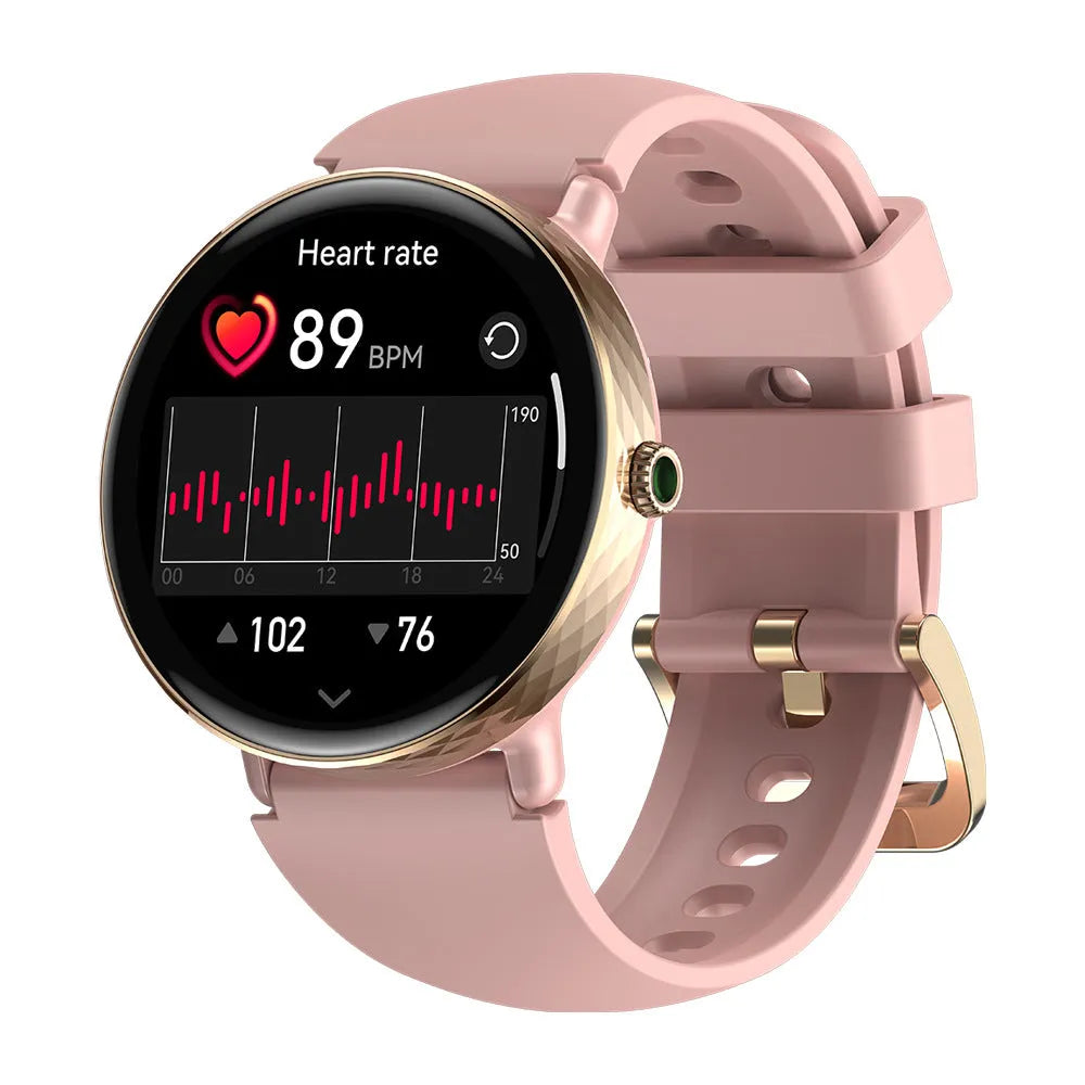 Women's smart watch with AMOLED screen and Bluetooth calling, 12-inch ultra-narrow frame, pink or silver
