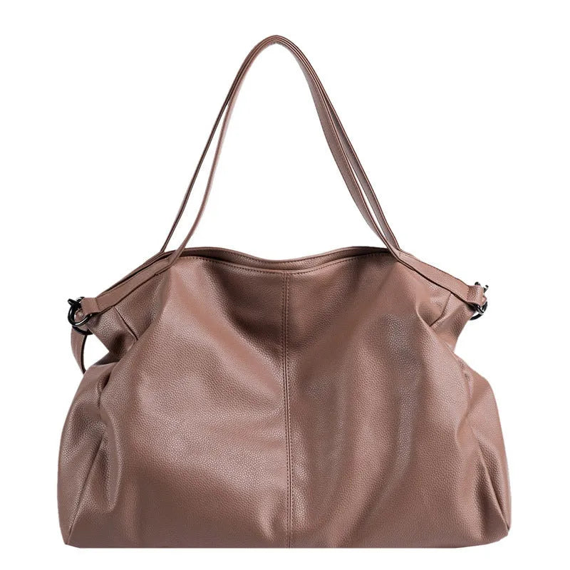 Large soft surface PU messenger tote bag with adjustable shoulder strap and zip opening