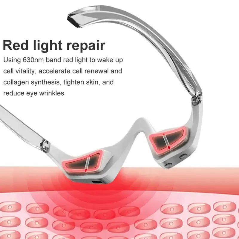 Pink and white 3D micro-current eye massager beauty instrument with glasses-style design