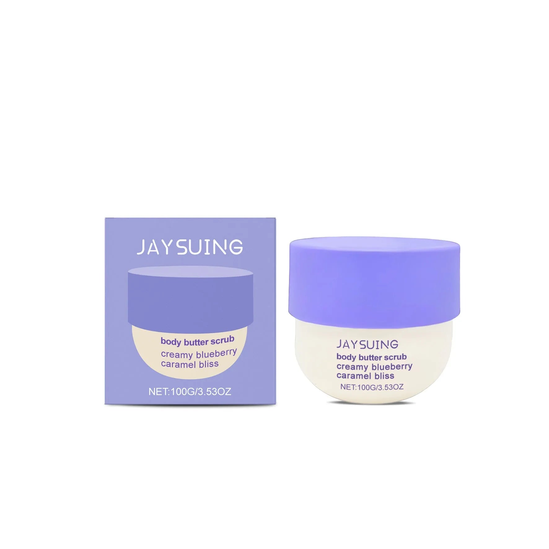 Blueberry caramel body scrub cream in 100g jar with walnut shell powder exfoliant