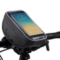 Black bicycle handlebar bag with TPU touch screen window and waterproof zipper