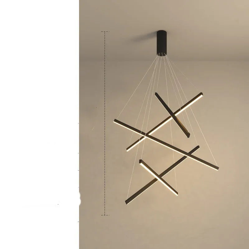 Modern glass LED chandelier with remote control, black iron body, adjustable height 1-3 metres, 3-head model