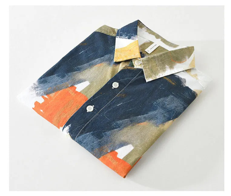 Women's loose cotton cardigan with printed design and long sleeves