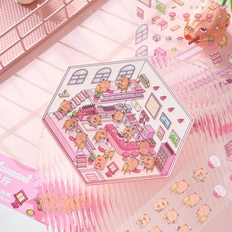 Capabala pre-cut themed sticker sheet showing eight colour variations on a 190x125mm PET sheet.