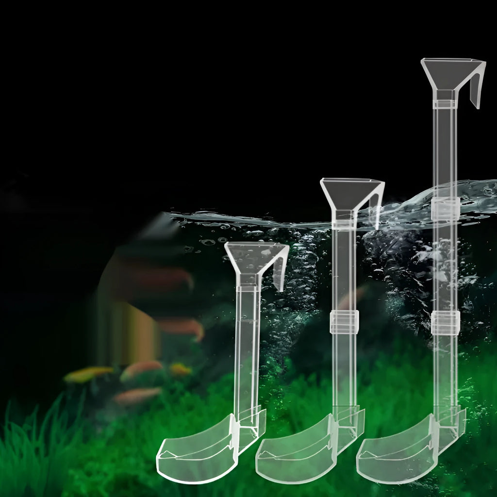 Plastic aquarium feeding tube set with cleaning brush and feed spoon in three length options.