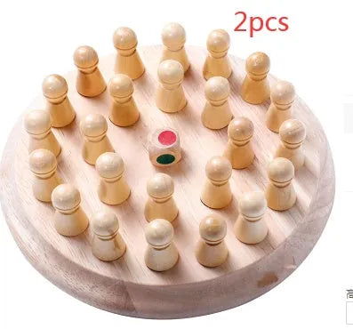 Beech wood memory chess set for children age 3+ with white pieces on 17cm board