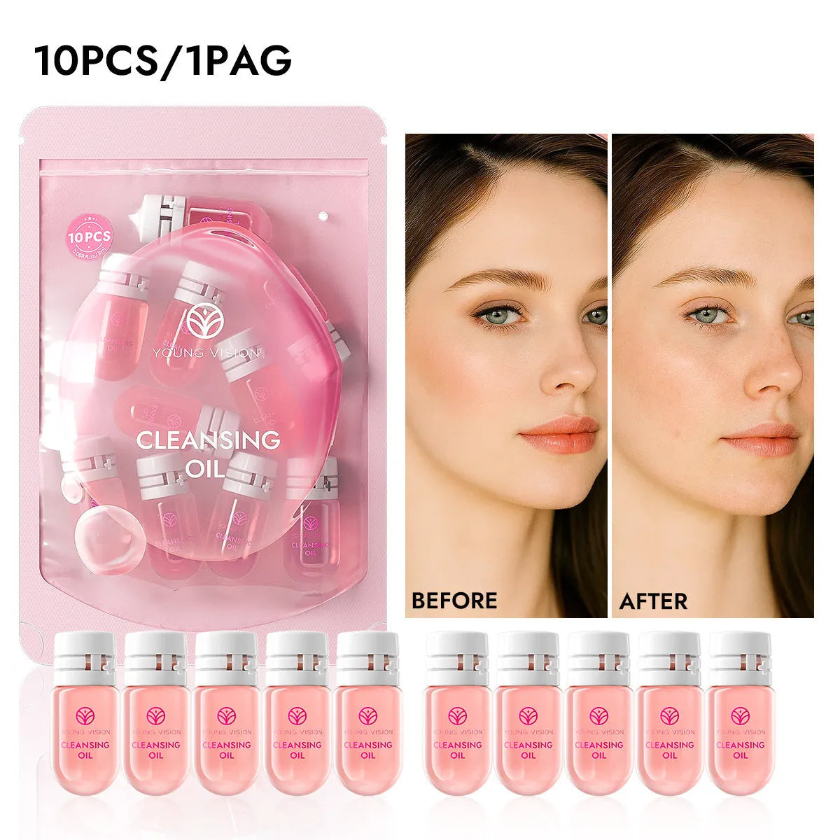 Disposable cleansing oil travel pack with 2ml sachets for portable makeup removal