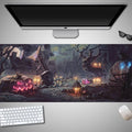 Oversized Halloween gaming mouse pad with non-slip rubber base on a desk