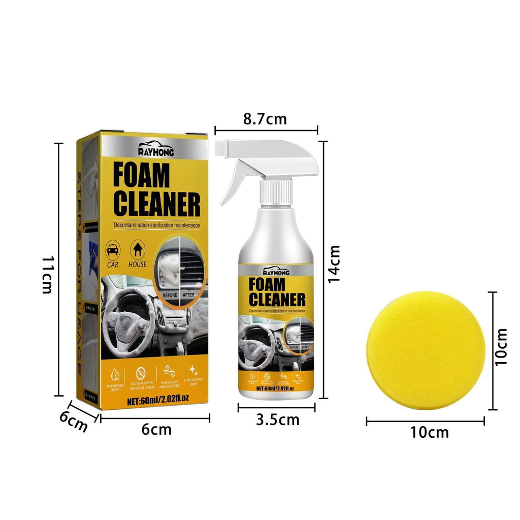 Car interior wash-free foamed cleaner 60ml with 10cm sponge for upholstery cleaning