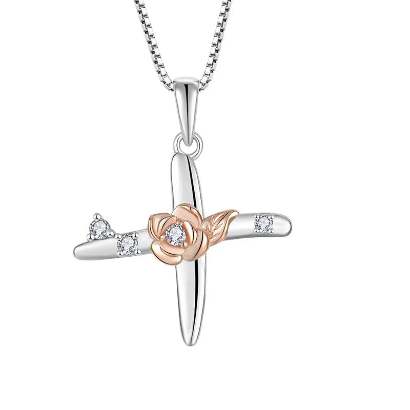 925 sterling silver necklace with English letter B zircon pendant on a collarbone chain
