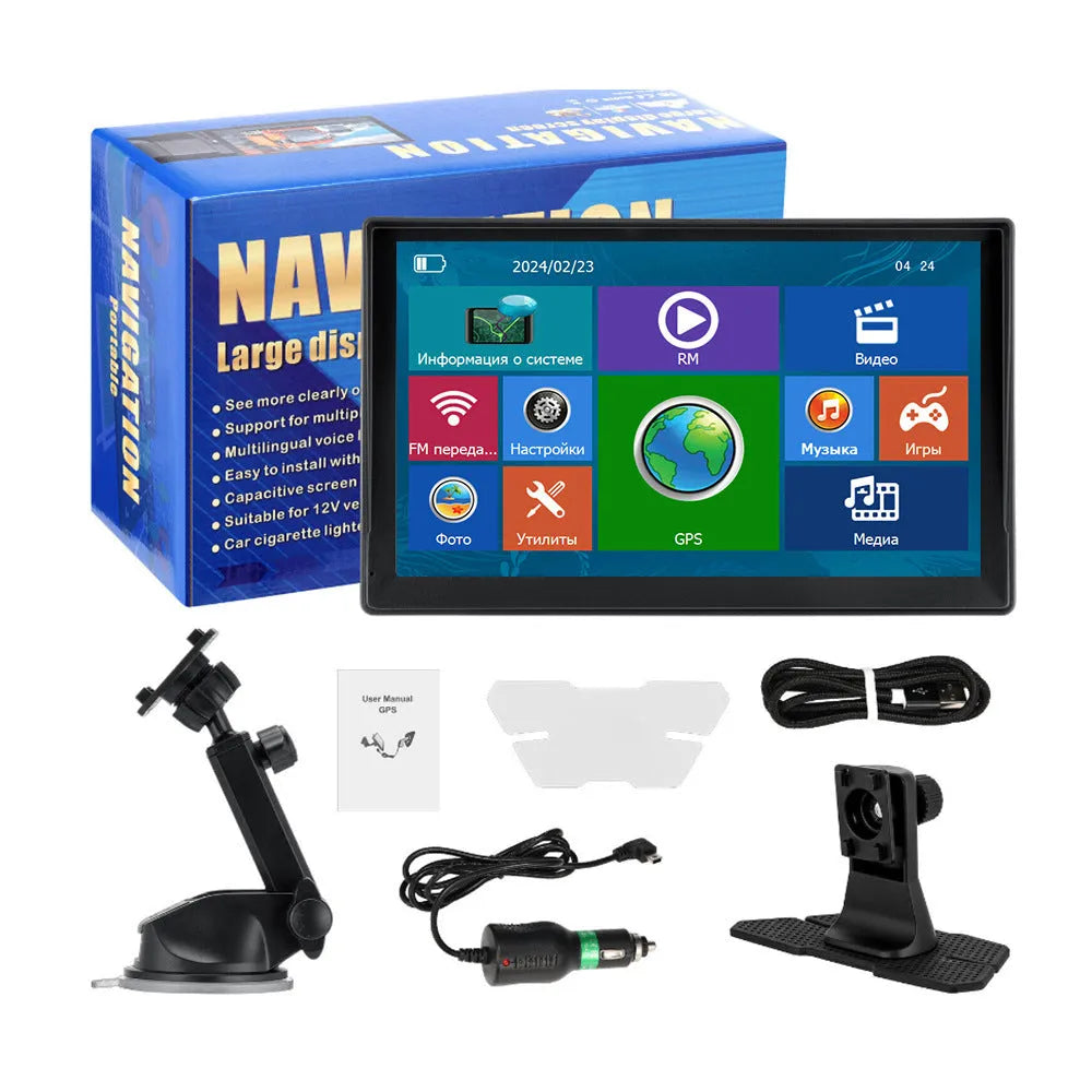 9-inch external portable GPS navigator with large screen and voice navigation for cars and trucks