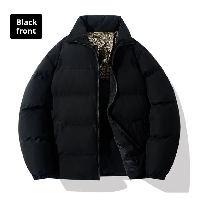 Winter men's graphene cotton-padded coat in Hong Kong style with straight hem, polyester shell, available in multiple colours