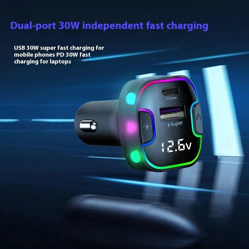YQ8 Black five-port 120W car PD fast charger for front or rear vehicle installation