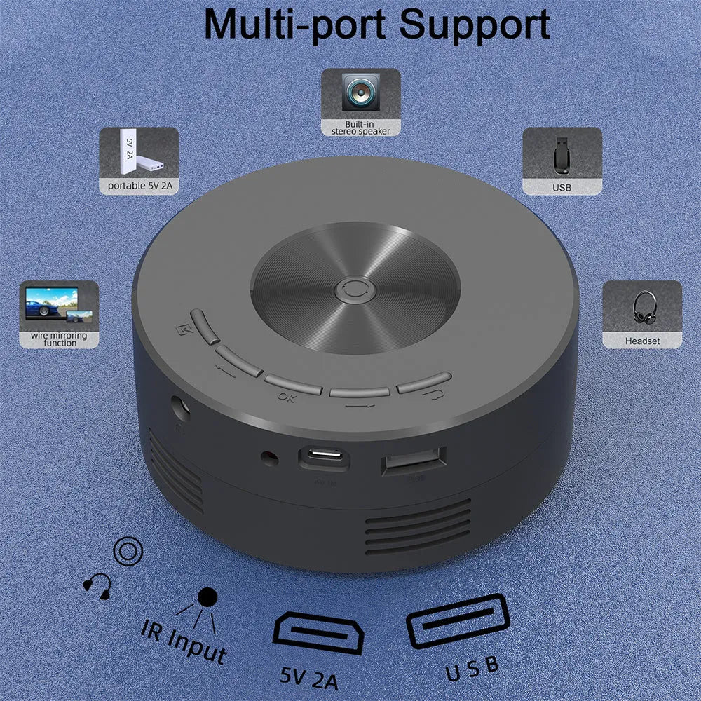 Black square mini portable projector for children's mobile phone projection