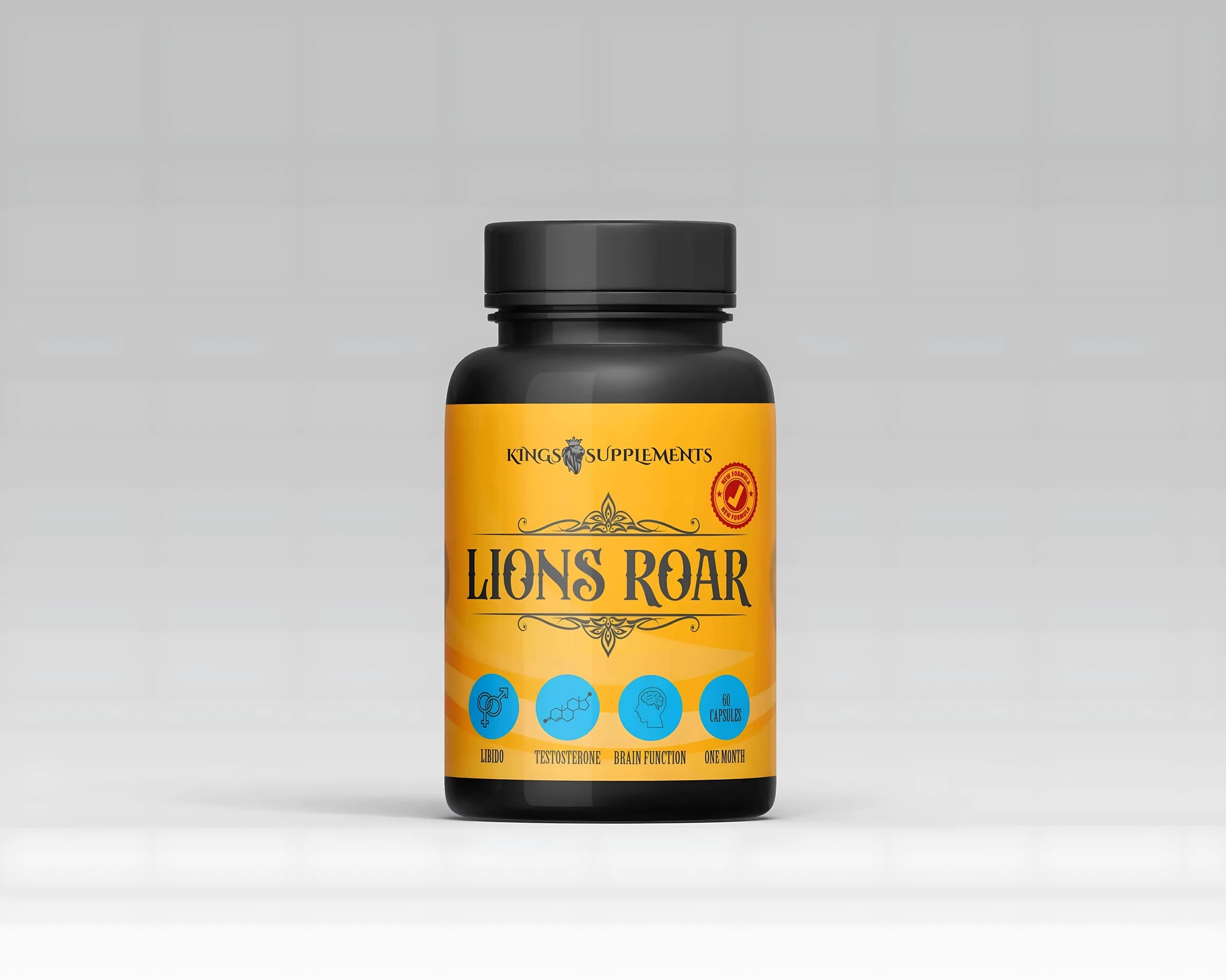 Lions Roar resin decorative figure with detailed carving and matte finish on a wooden shelf
