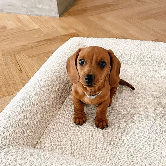 Beige rectangular cloth dog sofa bed pet nest with padded sides