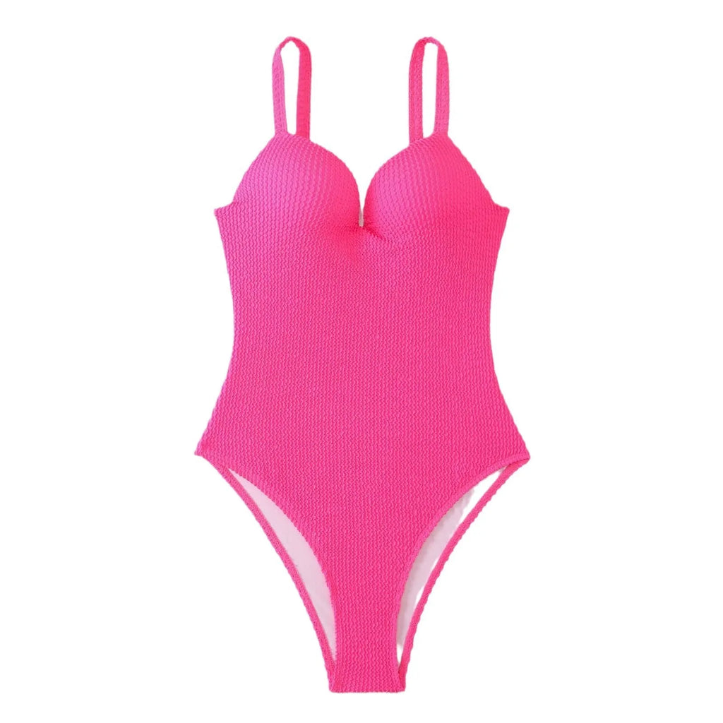 Women's black sunken stripe one-piece swimsuit with sleeveless design for swimming