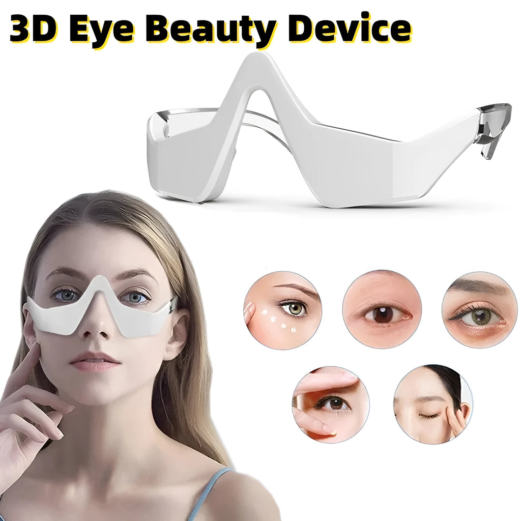 Pink and white 3D micro-current eye massager beauty instrument with glasses-style design