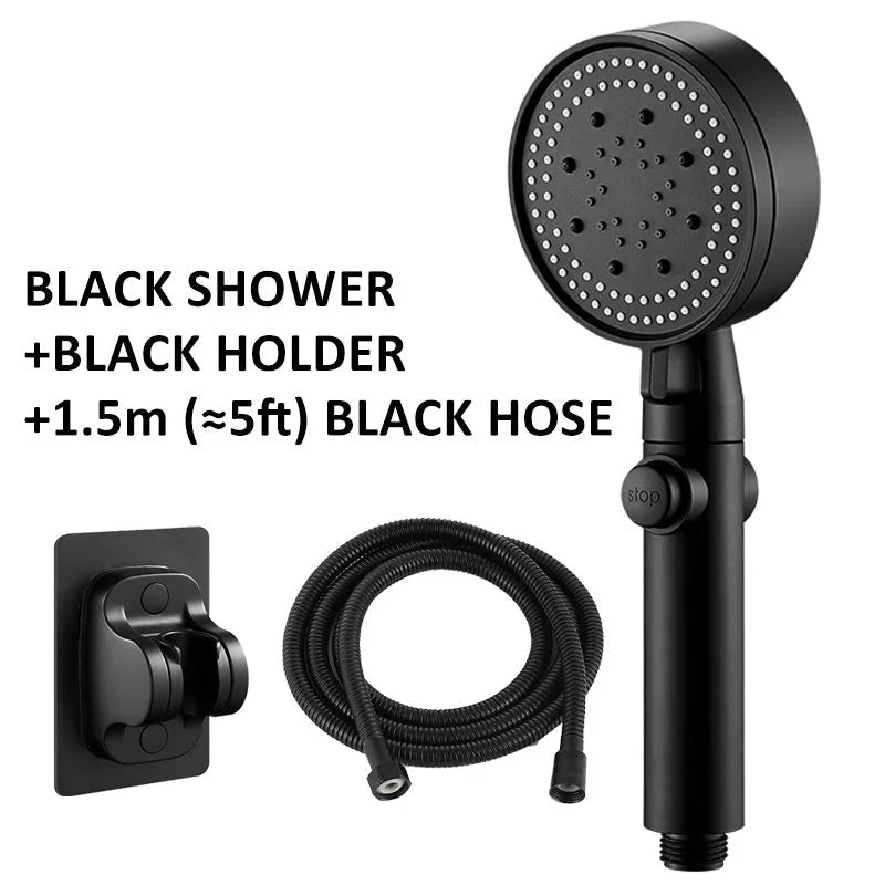 Powerful shower head with customizable water spray patterns and one-button stop control for a rejuvenating bathing experience