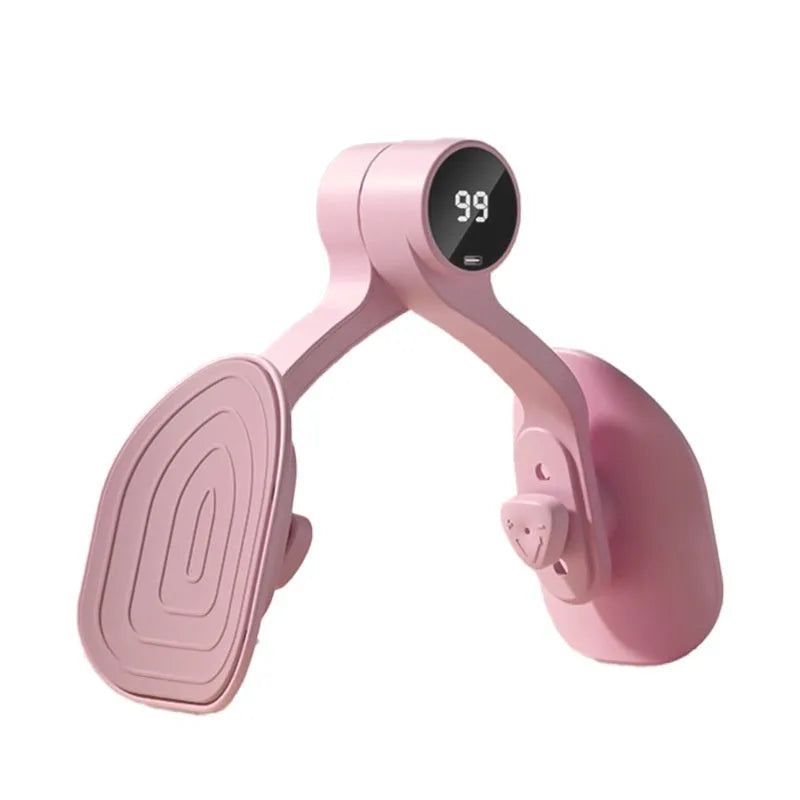 Pink pelvic floor muscle trainer with three resistance gears and rubber coating for exercise
